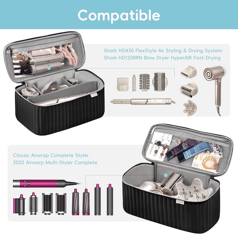 Lexeeco Travel Carrying Case for Hair Dryer Shark Flexstyle Dyson Airwrap Brush Hair Accessories Tools Storage Bag for Revlon Hairdryer Styler Organizer (Black) - Image 2